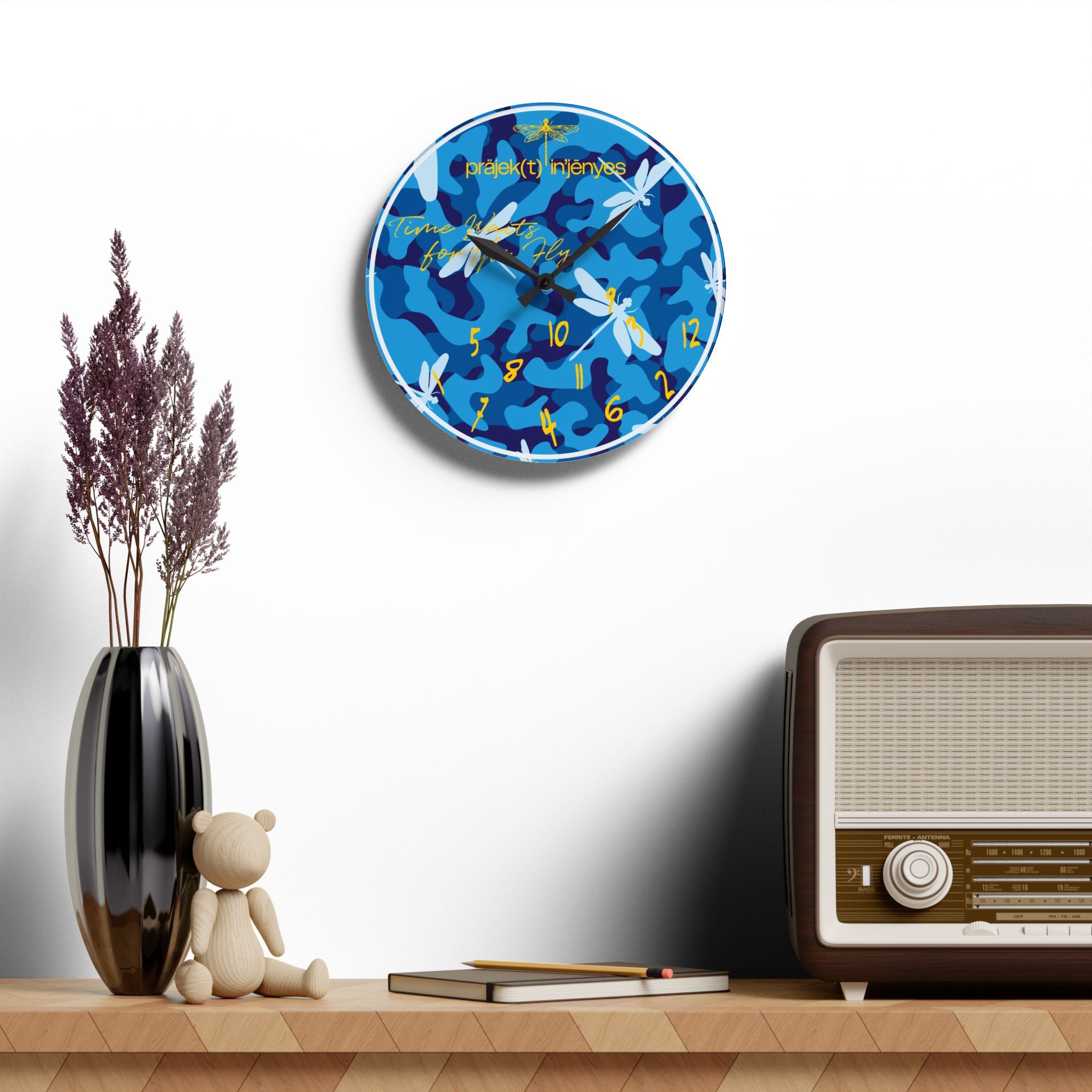 Royal Blue "Fly Type of Time" Clock
