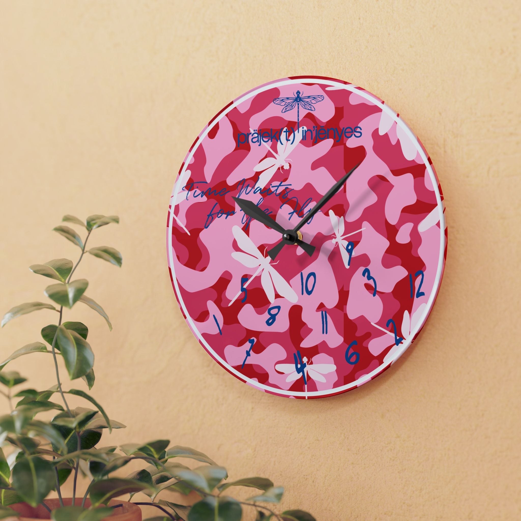 Ruby Red "Fly Type of Time" Clock